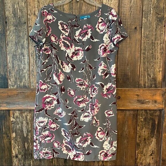 Pim + Larkin Sz M Gray Purple Large Flowers Liberty Floral Cottagecore Dress - Picture 2 of 6